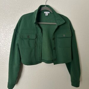 Green Utility Jacket with Cropped Military Style